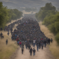 Migrants Streaming Across Border Migrants Streaming Across Border