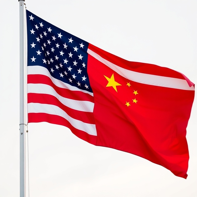 Flag design combining the United States flag and the flag of China.
